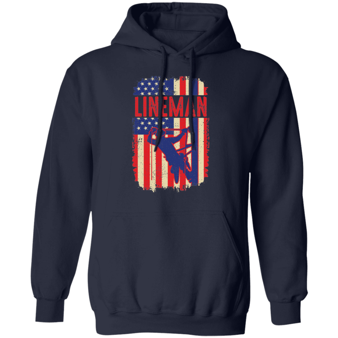 Lineman American Flag Pullover Hoodie