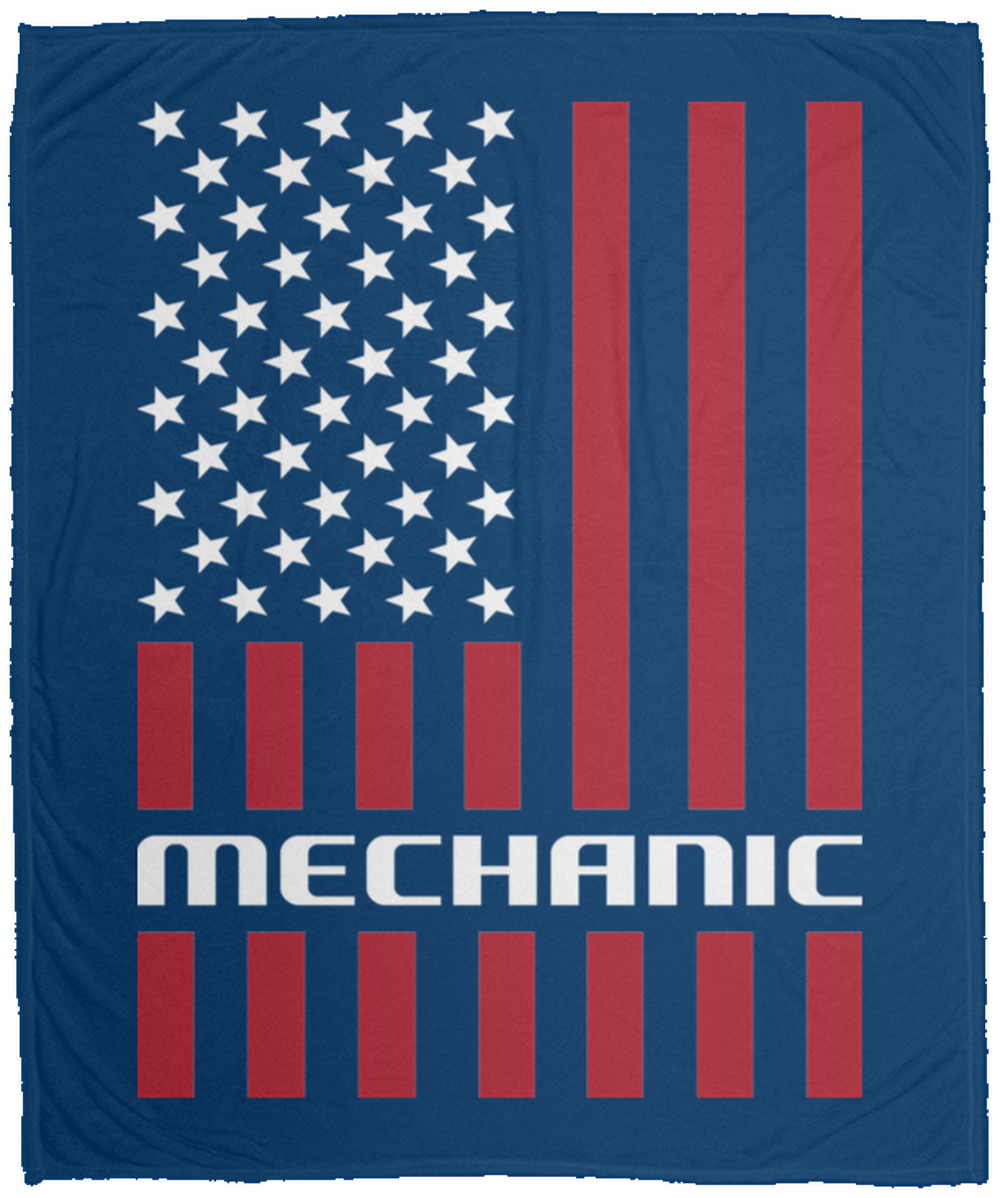 Mechanic American Flag Fleece Blanket - 50x60