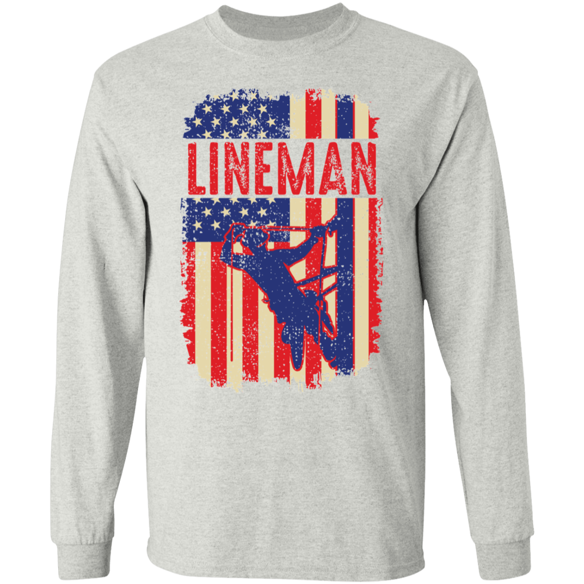 Lineman American Flag Long Sleeve T-Shirt