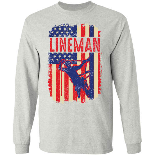 Lineman American Flag Long Sleeve T-Shirt