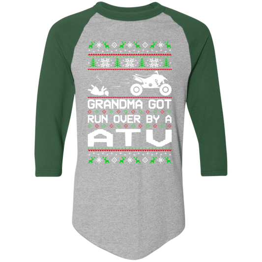 ATV 4-Wheeler Quad Grandma Got Run Over Ugly Christmas Raglan Jersey