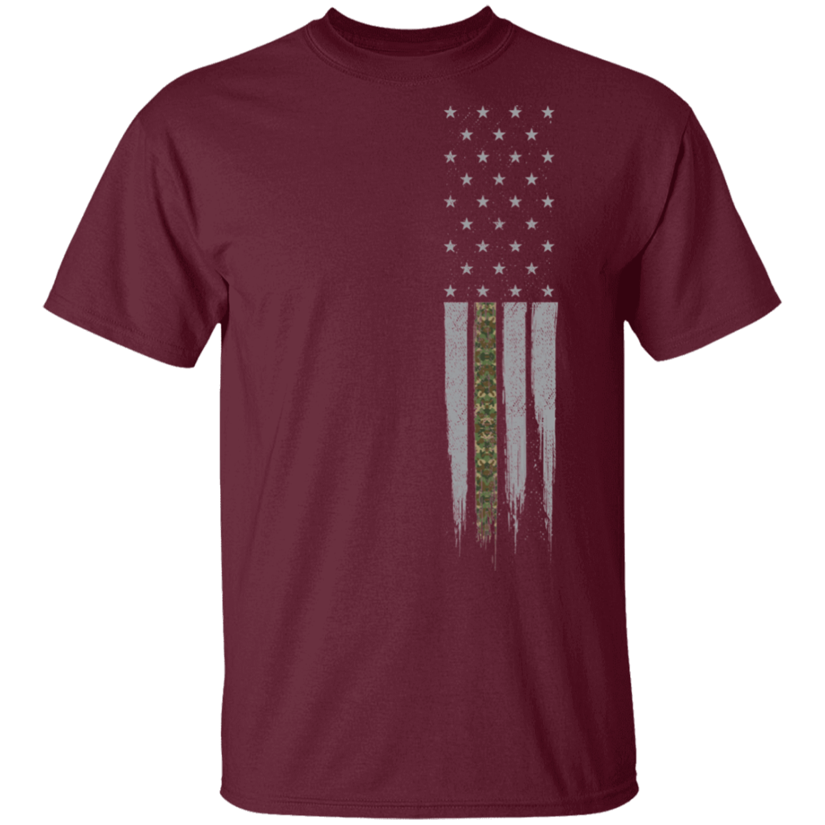 Military Camo Thin Line American Flag  T-Shirt