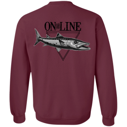 Great Barracuda Fish On The Line Saltwater Double Sided Crewneck Sweatshirt