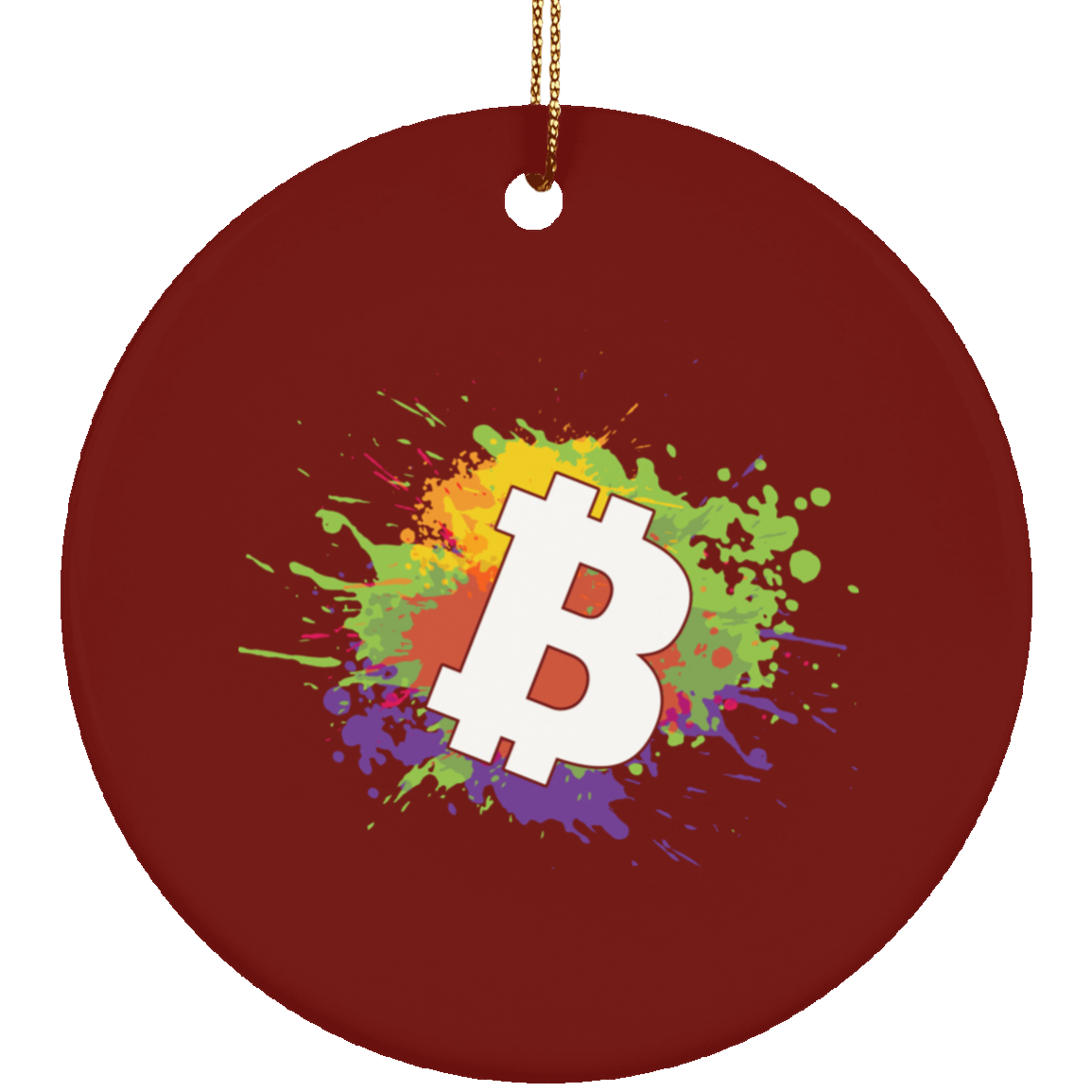 Bitcoin Splatter Paint Christmas Ornament