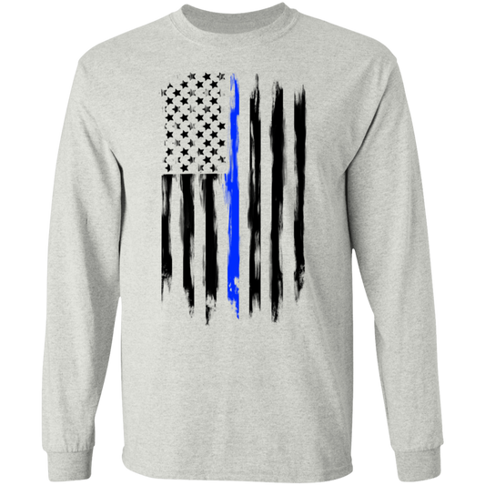 Law Enforcement Thin Blue Line American Flag Long Sleeve T-Shirt