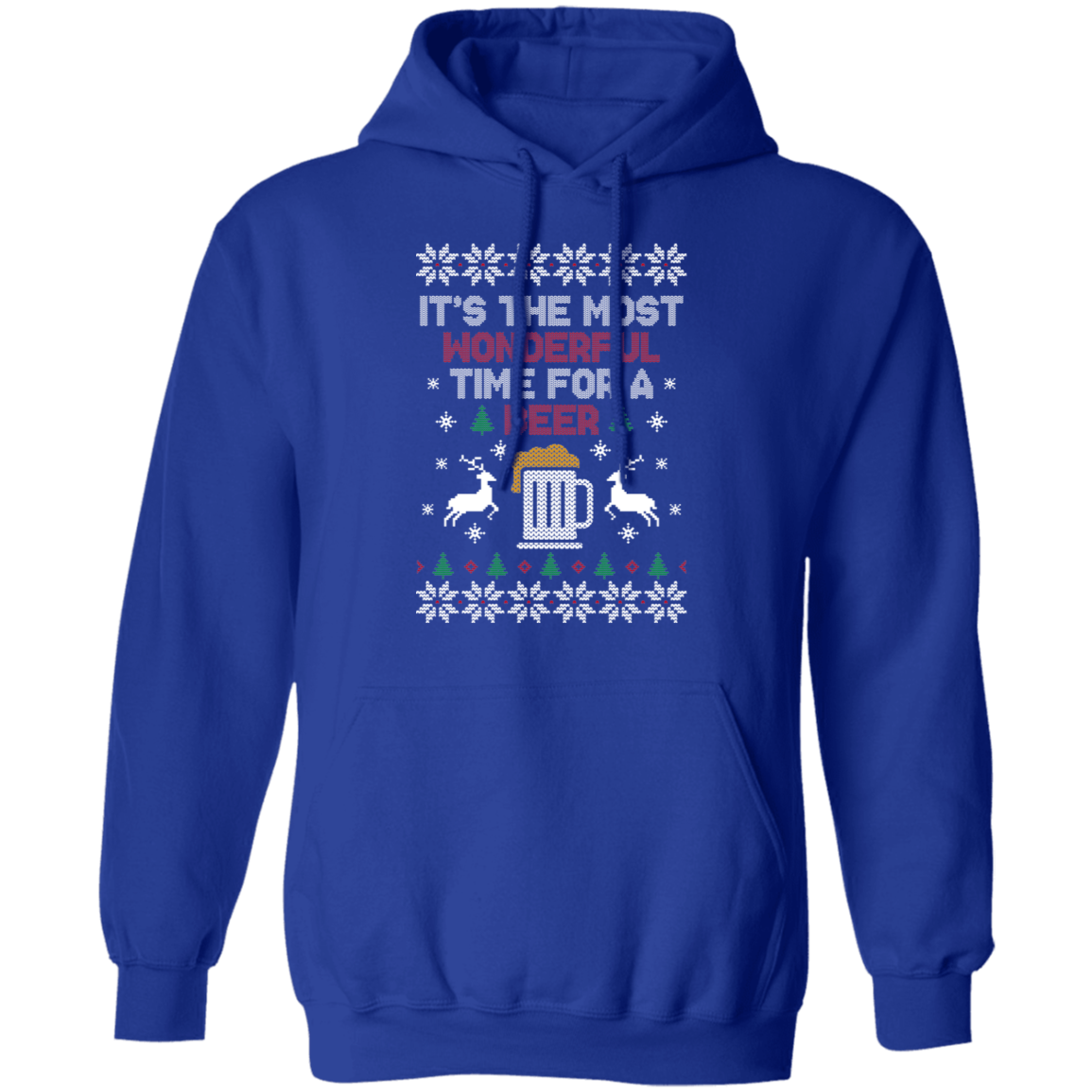 It's The Most Wonderful Time For A Beer Ugly Christmas Party Pullover Hoodie