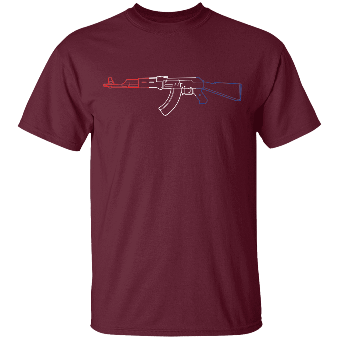 AK-47 Firearm Rifle Red White Blue T-Shirt