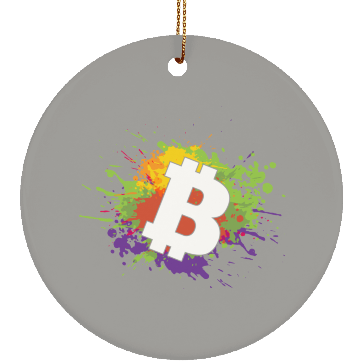 Bitcoin Splatter Paint Christmas Ornament