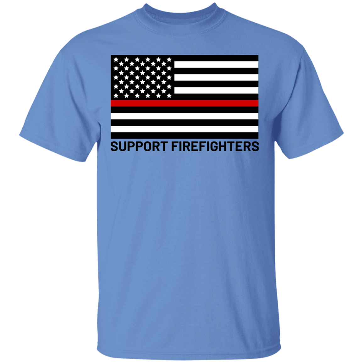 Support Firefighters Red Line American Flag T-Shirt