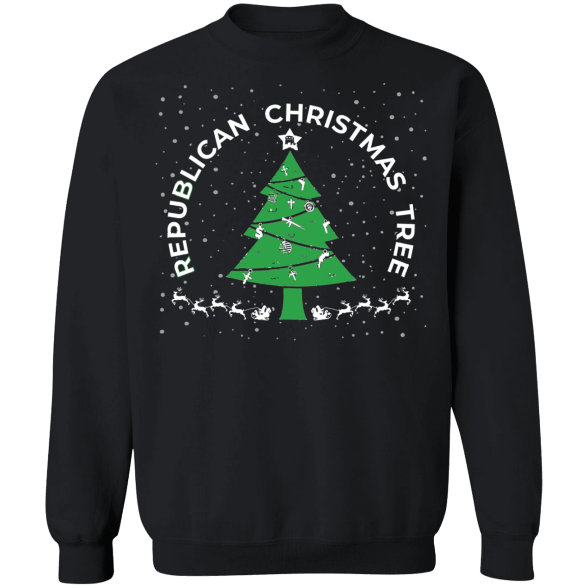 Republican Christmas Tree Firearms Money God Christmas Crewneck Sweatshirt