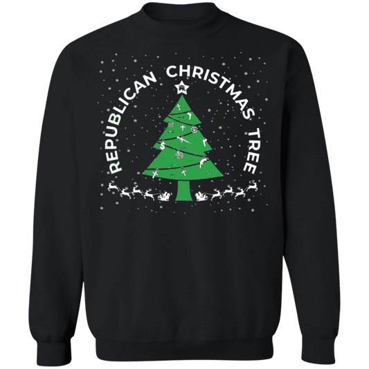 Republican Christmas Tree Firearms Money God Christmas Crewneck Sweatshirt