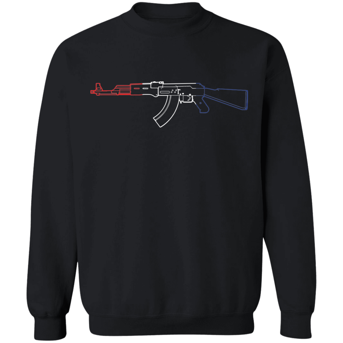 AK-47 Firearm Rifle Red White Blue Crewneck Sweatshirt
