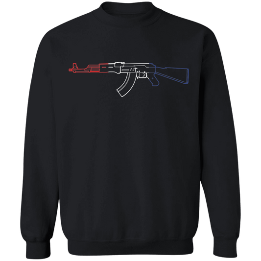 AK-47 Firearm Rifle Red White Blue Crewneck Sweatshirt