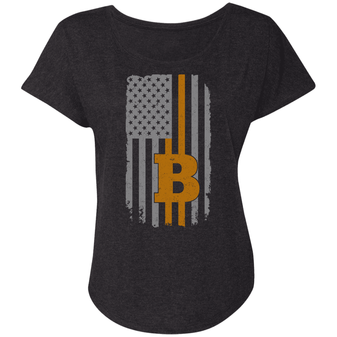 Bitcoin BTC American Flag Cryptocurrency Women's T-Shirt