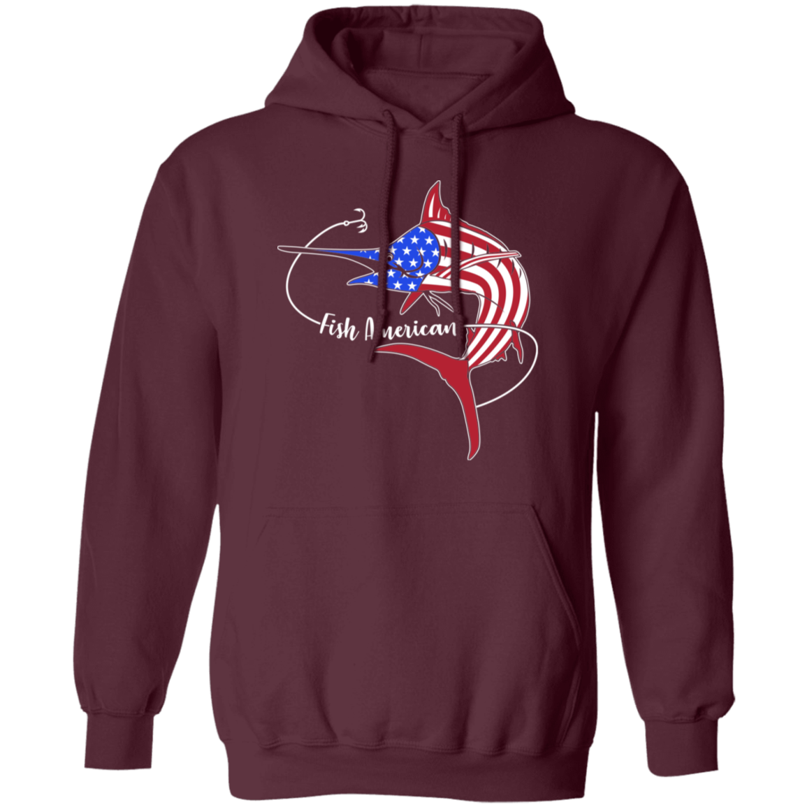 Marlin Fish Saltwater American Flag USA Pullover Hoodie