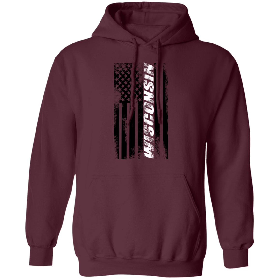 Wisconsin American Flag Pullover Hoodie