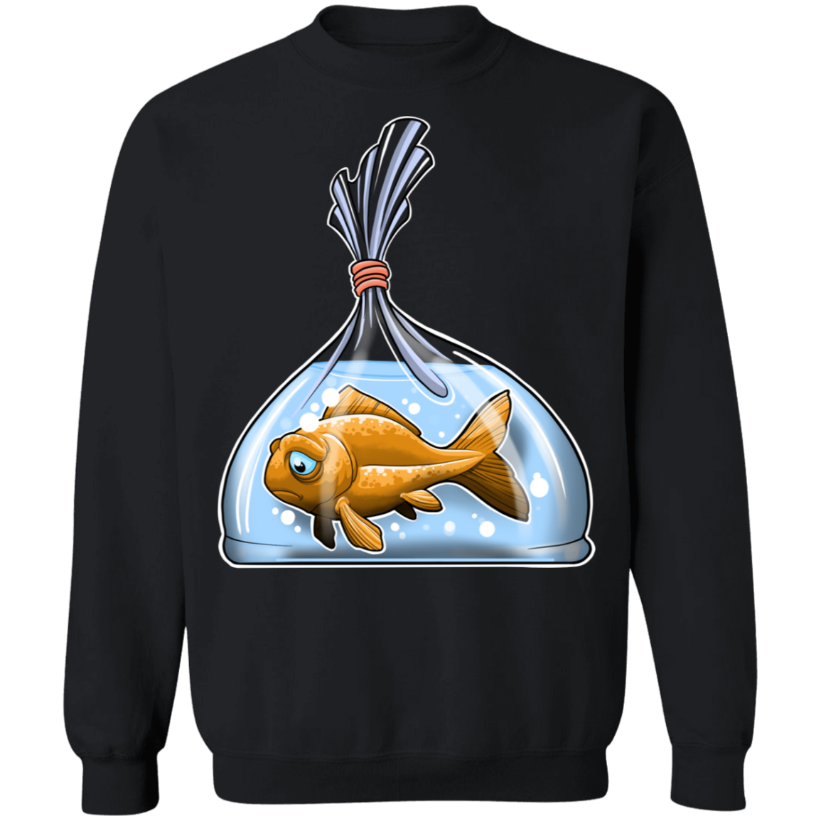 Sad Goldfish in a Bag Crewneck Pullover Sweatshirt