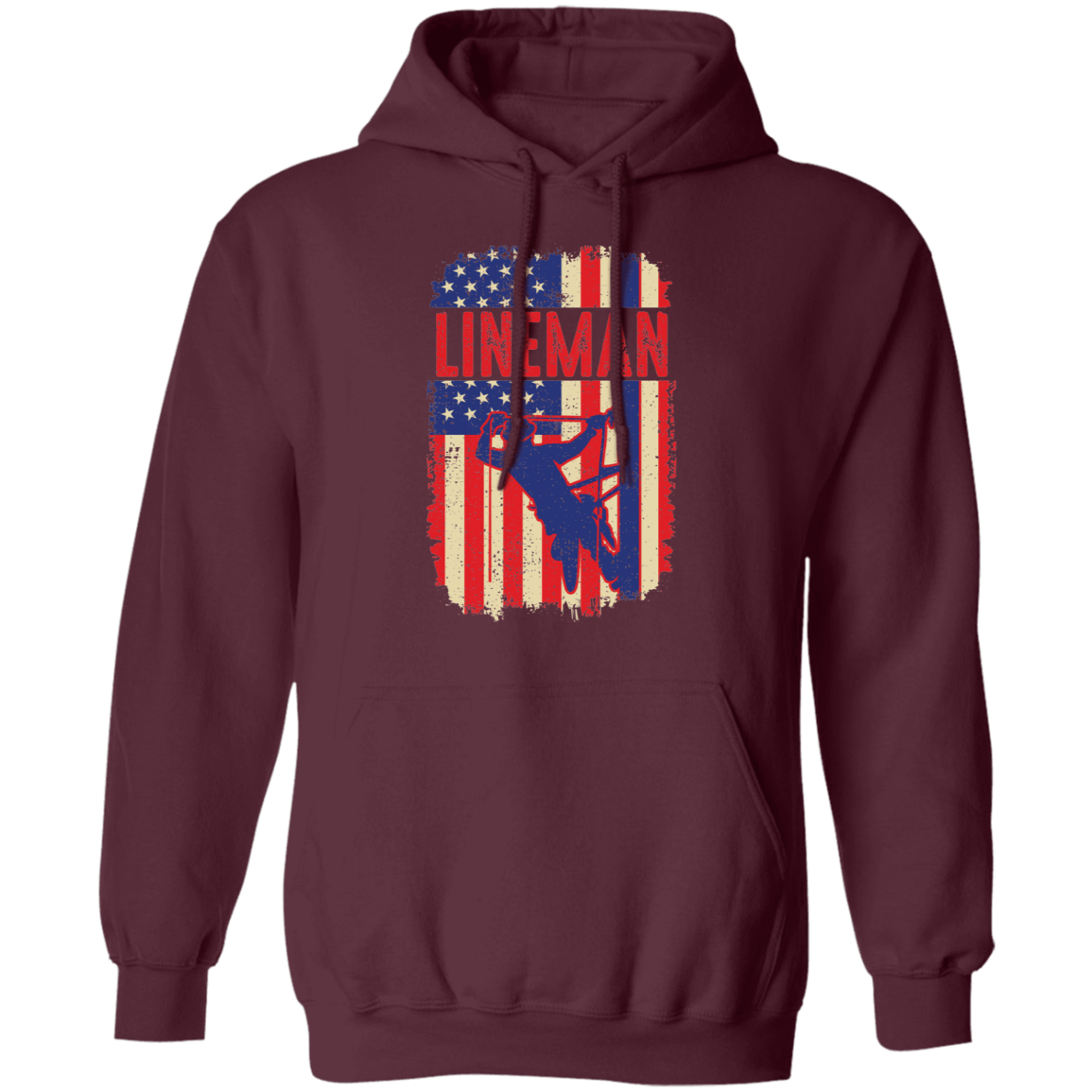 Lineman American Flag Pullover Hoodie