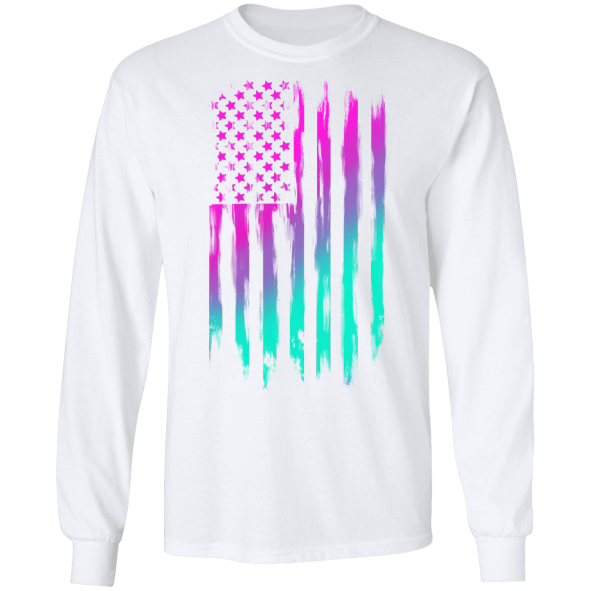 American Flag 80's Retro Long Sleeve T-Shirt
