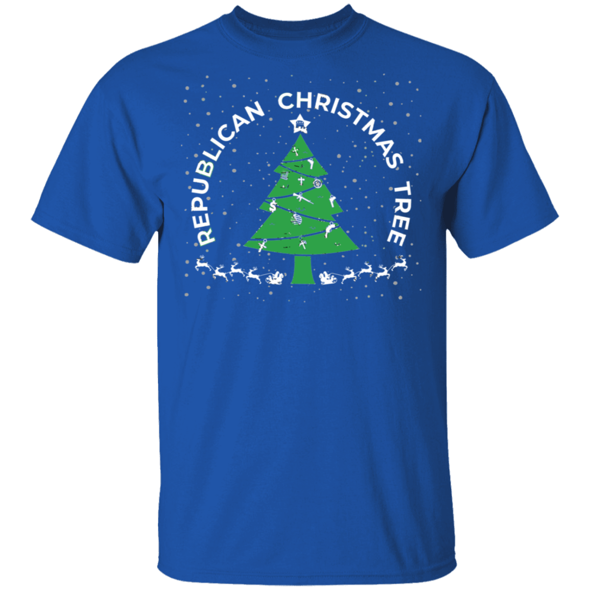 Republican Christmas Tree Firearm Money God Ugly Christmas T-Shirt