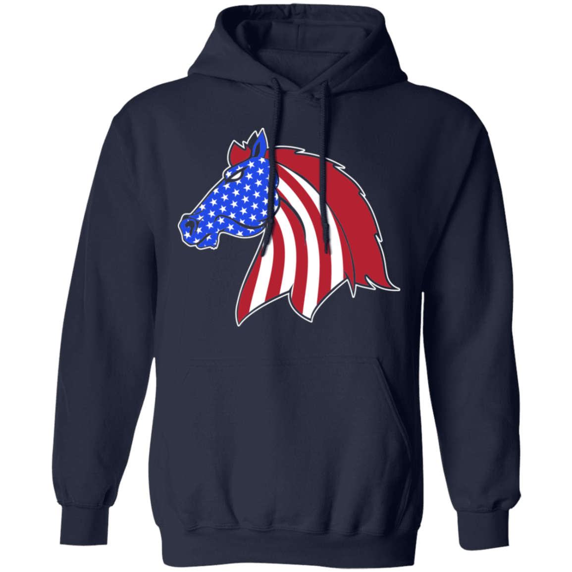 Horse American Flag USA Pullover Hoodie