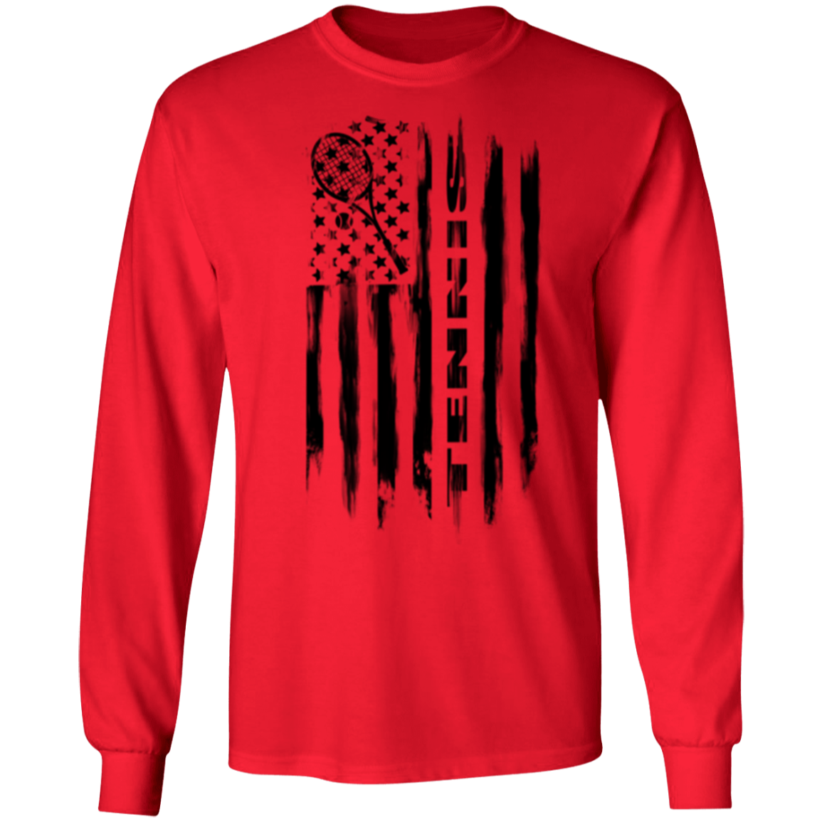 Tennis American Flag Long Sleeve T-Shirt