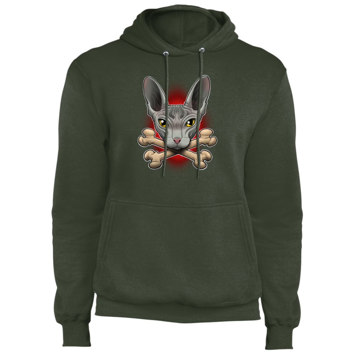Hairless Cat Crossbones Pullover Hoodie
