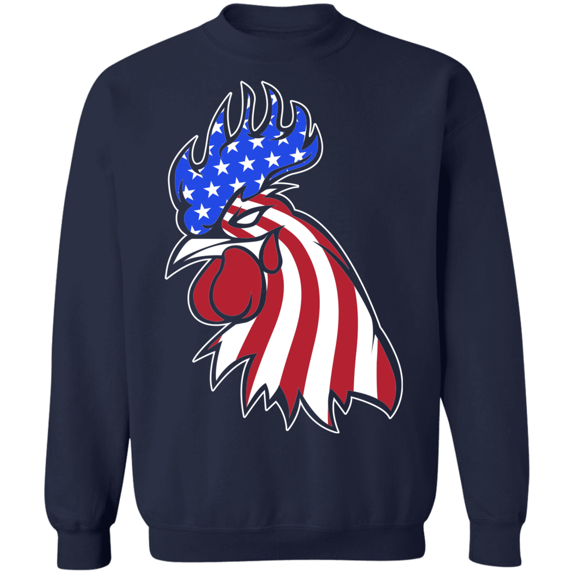 Rooster American Flag USA Crewneck Sweatshirt
