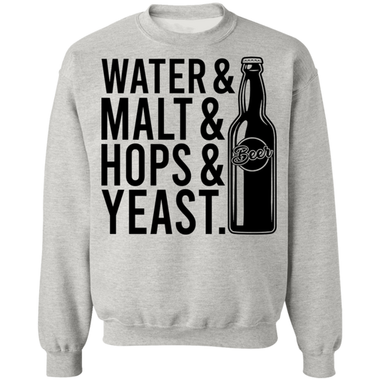 Water & Malt & Hops & Yeast Beer Crewneck Sweatshirt