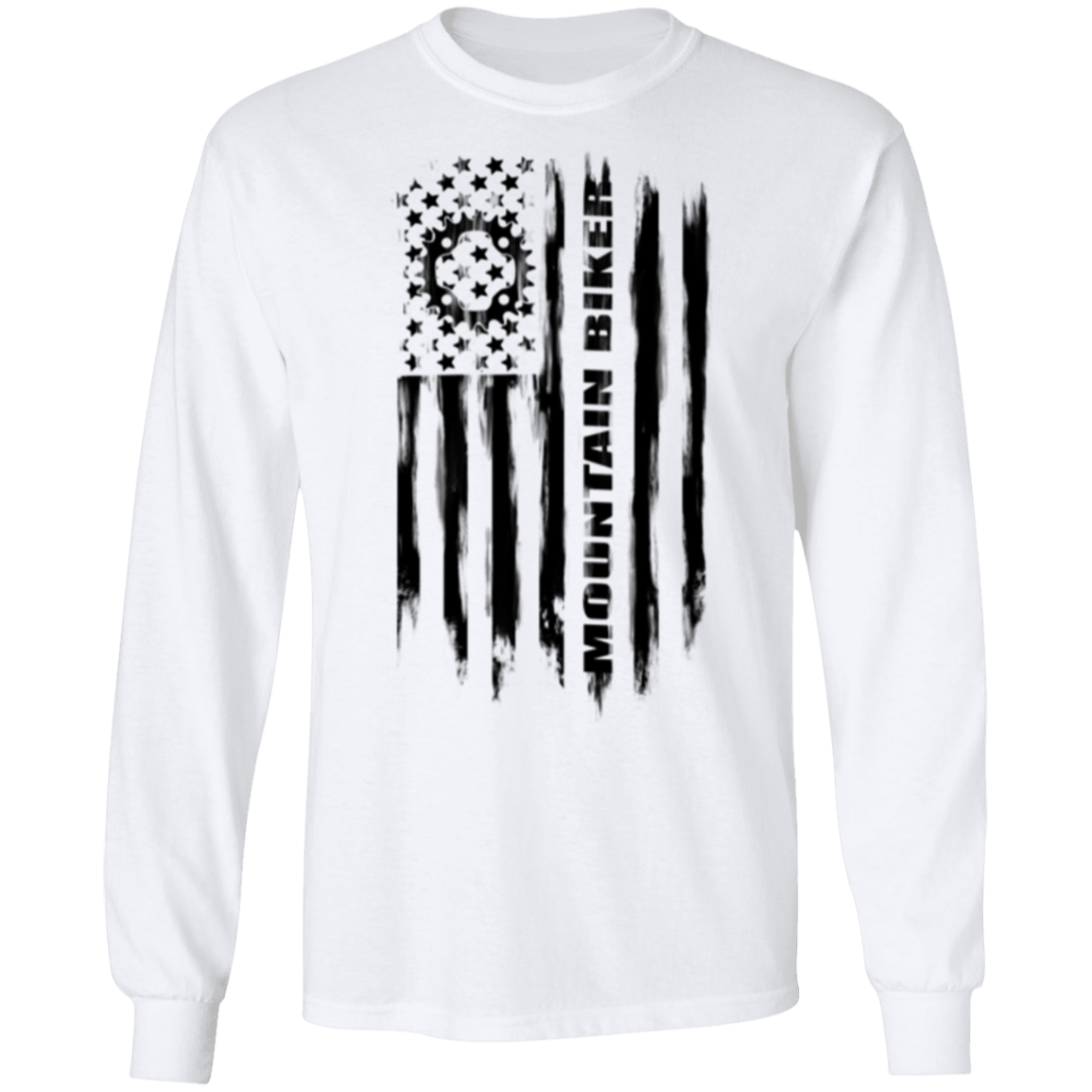 Mountain Biker Biking Cyclist American Flag Long Sleeve T-Shirt
