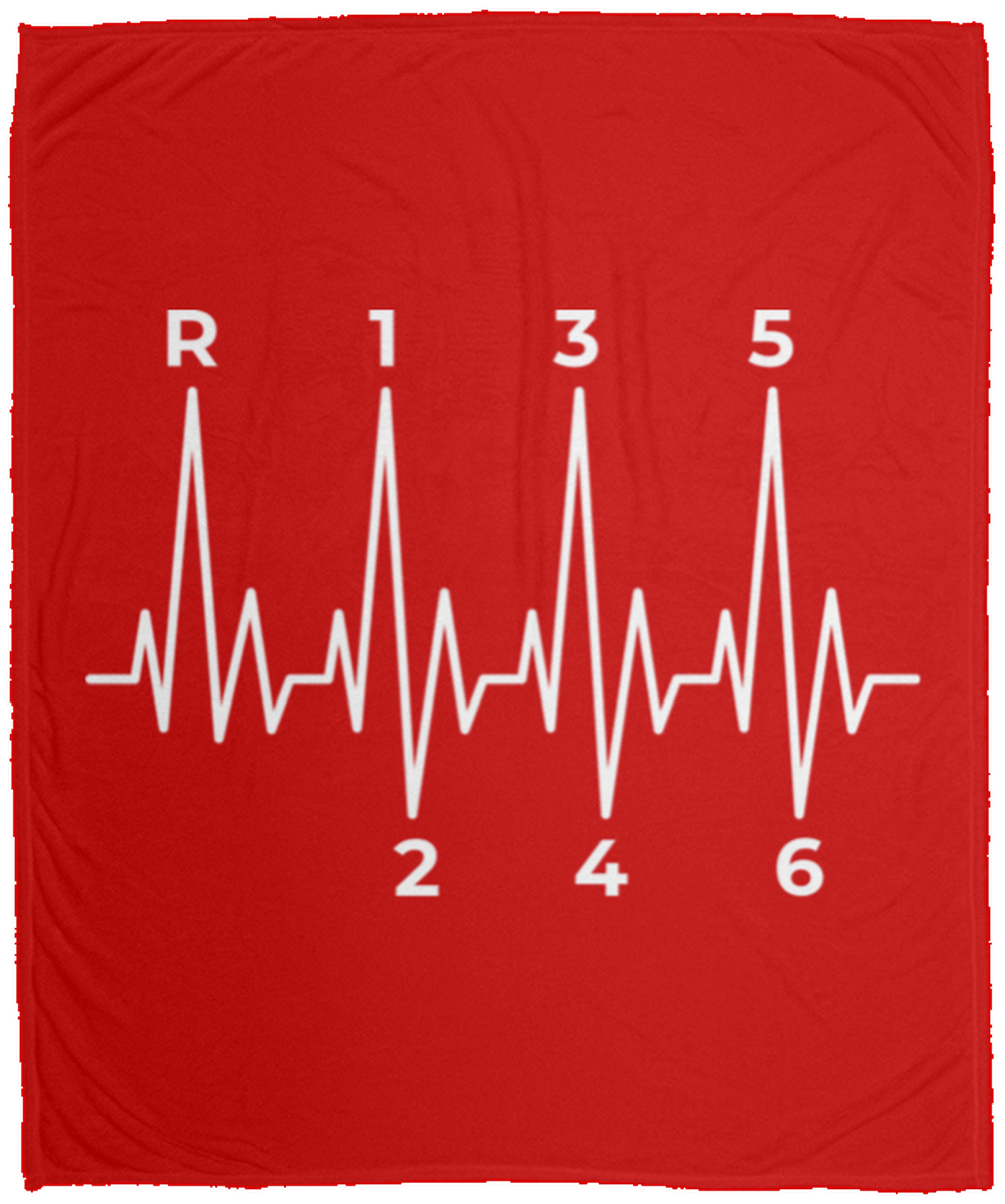 6 Speed Manual Heartbeat Stick Shift Fleece Blanket - 50x60