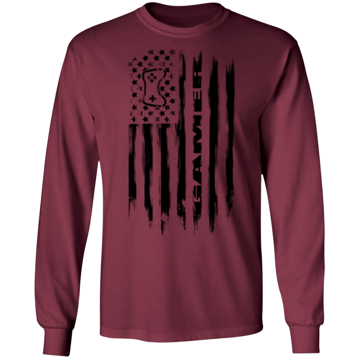 Gamer Video Games Streamer American Flag Long Sleeve T-Shirt