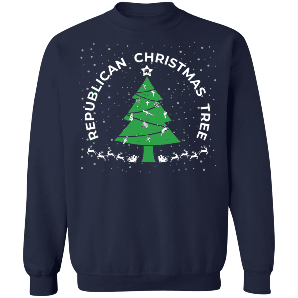 Republican Christmas Tree Firearms Money God Christmas Crewneck Sweatshirt