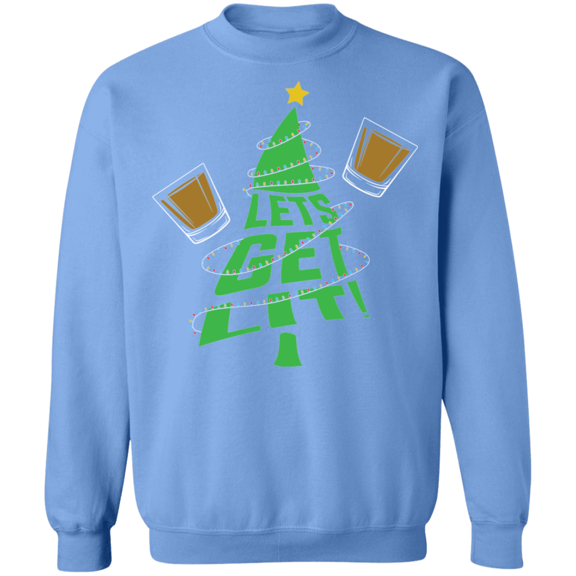 Lets Get Lit! Christmas Tree Funny Ugly Christmas Crewneck Sweatshirt