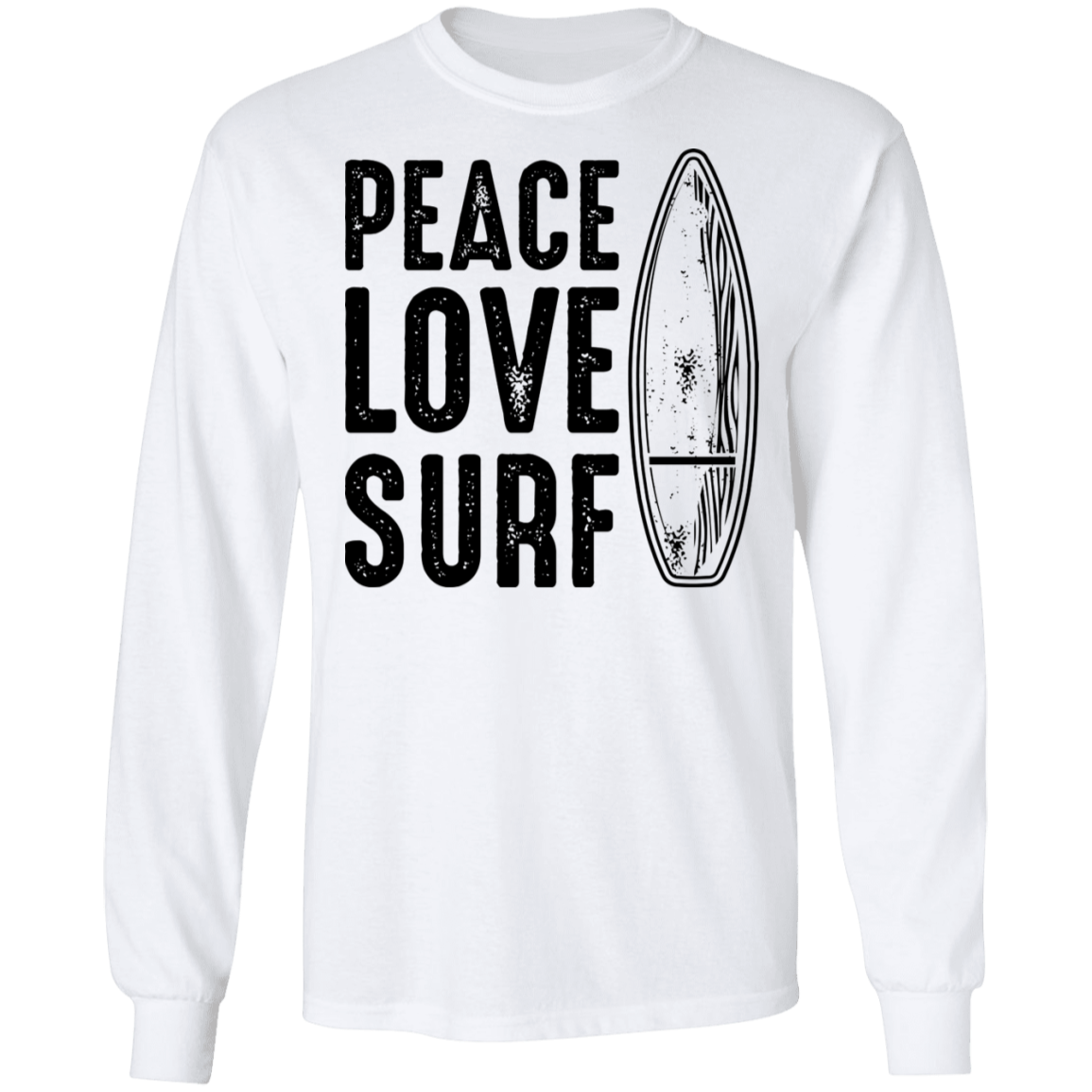 Peace Love Surf Beach Long Sleeve T-Shirt