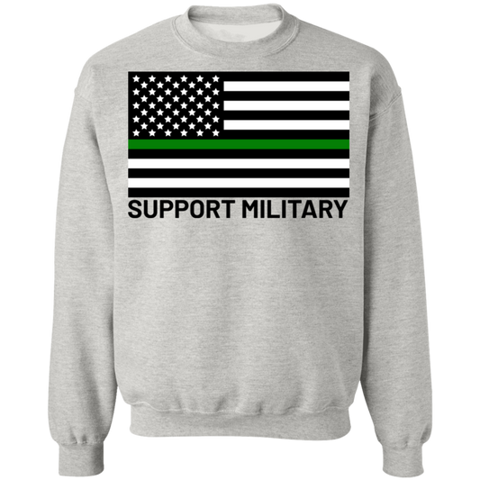 Support Military Green Line American Flag Crewneck Sweatshirt
