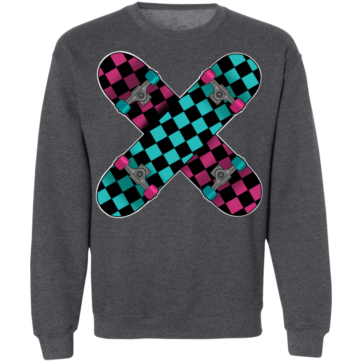 Retro 80's Checkered Skateboards Skateboarding Crewneck Sweatshirt