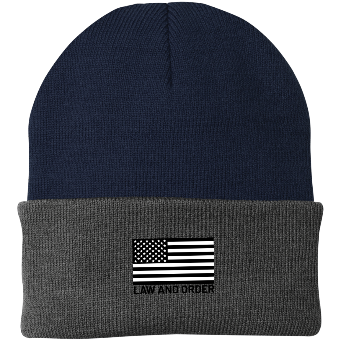 Law and Order American Flag Beanie Cap