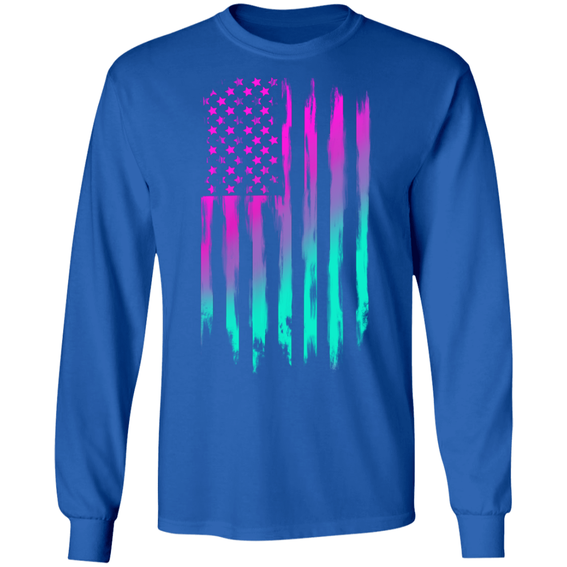 American Flag 80's Retro Long Sleeve T-Shirt
