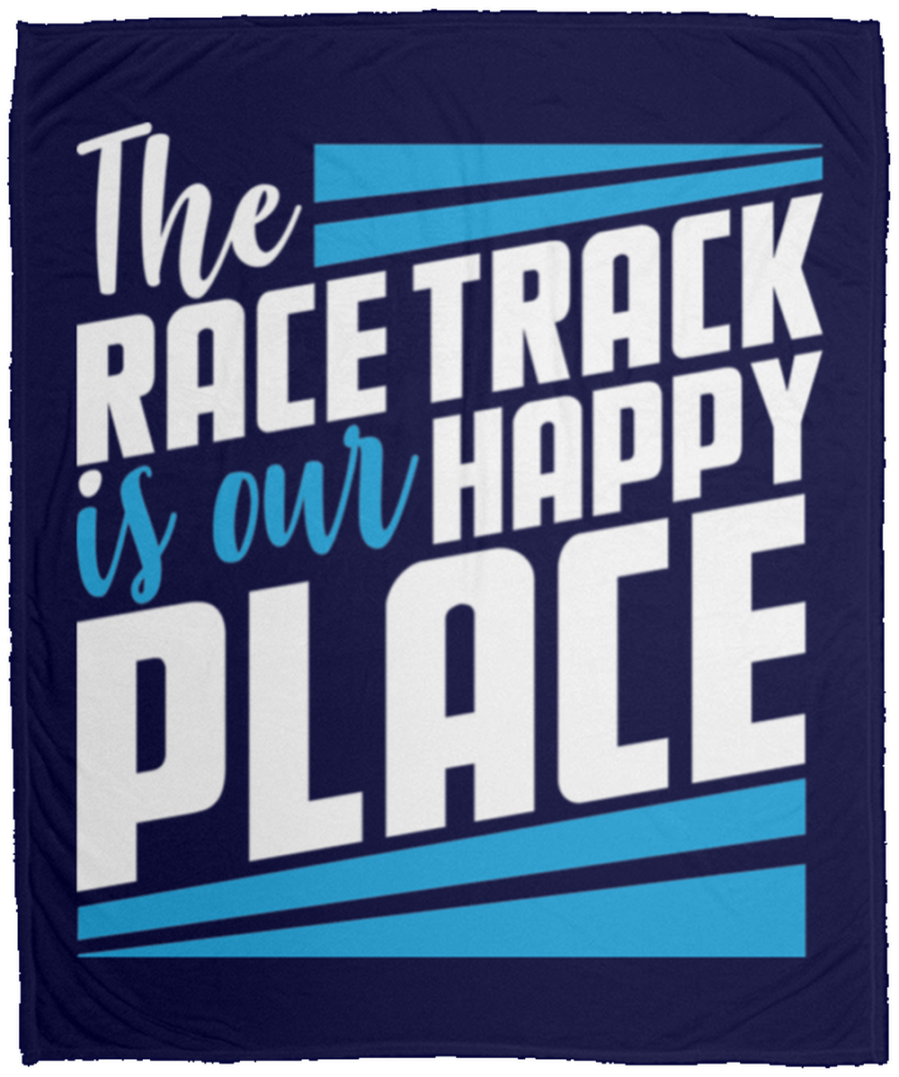 The Race Track Is Our Happy Place Fleece Blanket - 50x60