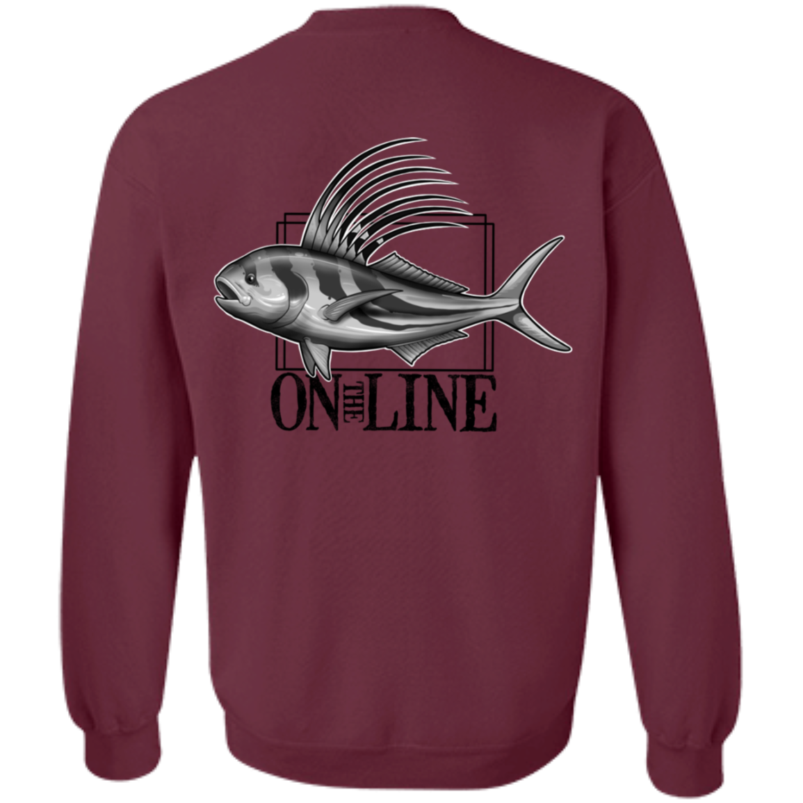 Rooster Fish On The Line Saltwater Double Sided Crewneck Sweatshirt