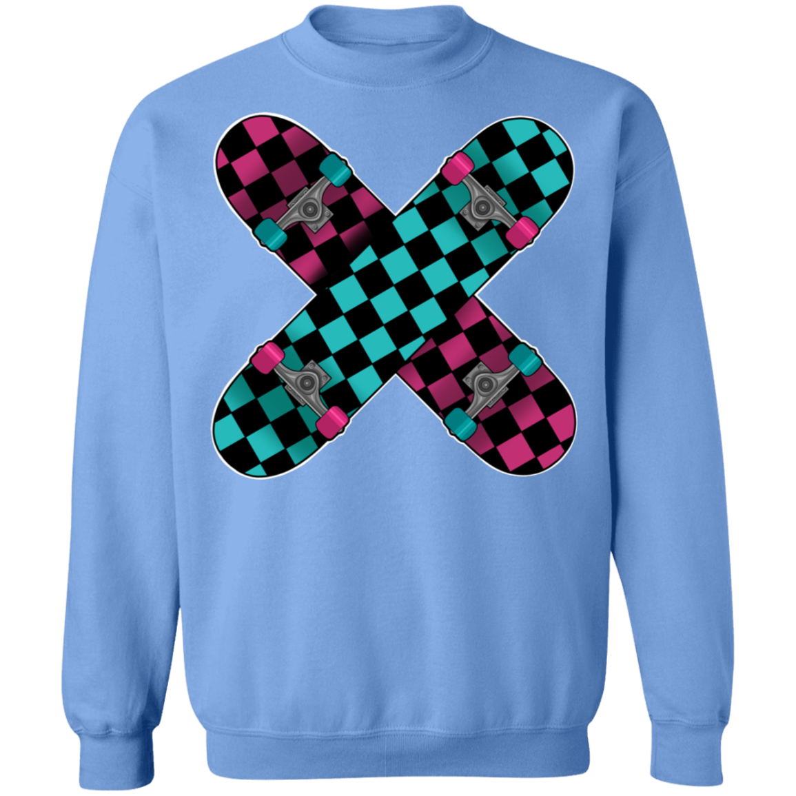 Retro 80's Checkered Skateboards Skateboarding Crewneck Sweatshirt