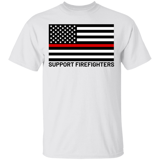 Support Firefighters Red Line American Flag T-Shirt