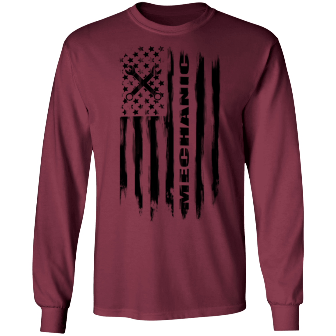 Mechanic Automotive Repair Enthusiast American Flag Long Sleeve T-Shirt