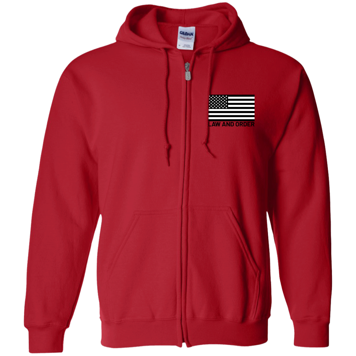 Law and Order American Flag Zip Up Hooded Sweatshirt