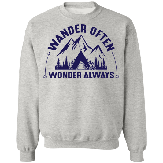 Wander Often Wonder Always Camping Outdoor Crewneck Sweatshirt
