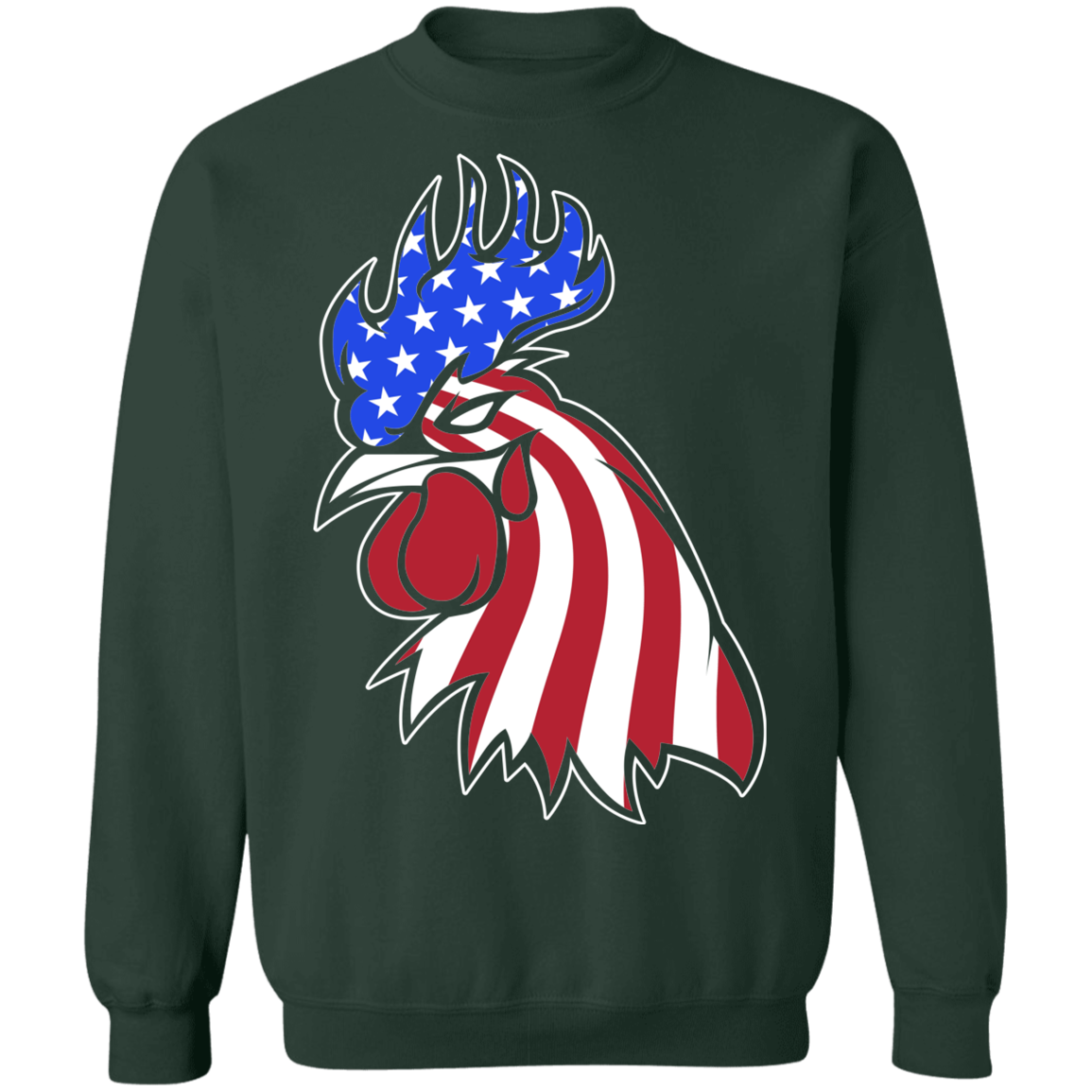 Rooster American Flag USA Crewneck Sweatshirt