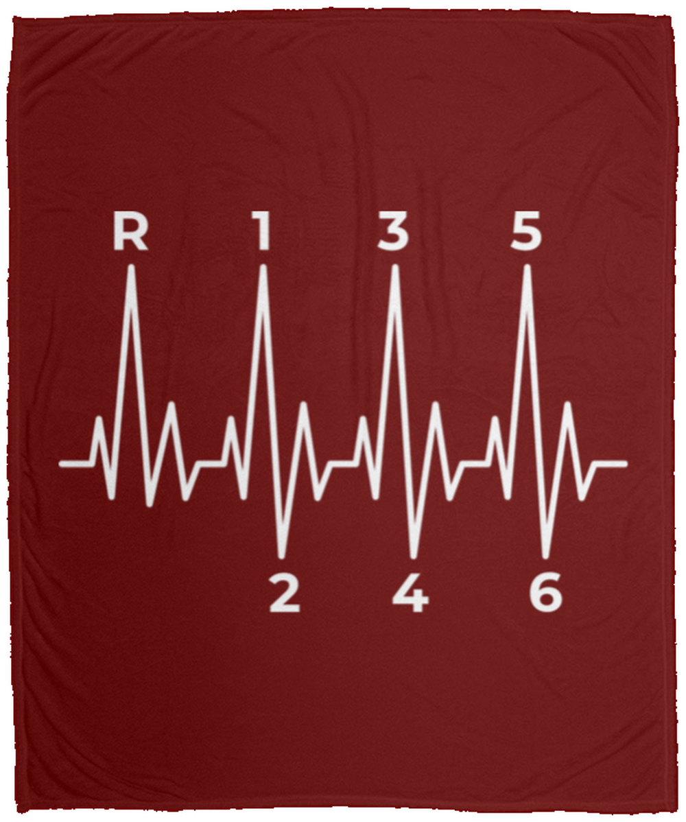 6 Speed Manual Heartbeat Stick Shift Fleece Blanket - 50x60