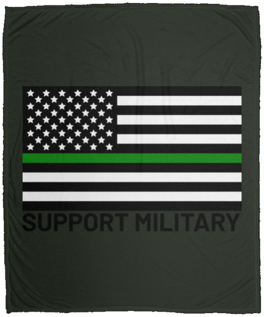Support Military Thin Green Line American Flag Fleece Blanket - 50x60