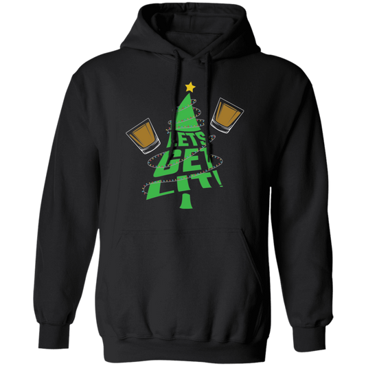 Lets Get Lit Christmas Tree Ugly Christmas Pullover Hoodie